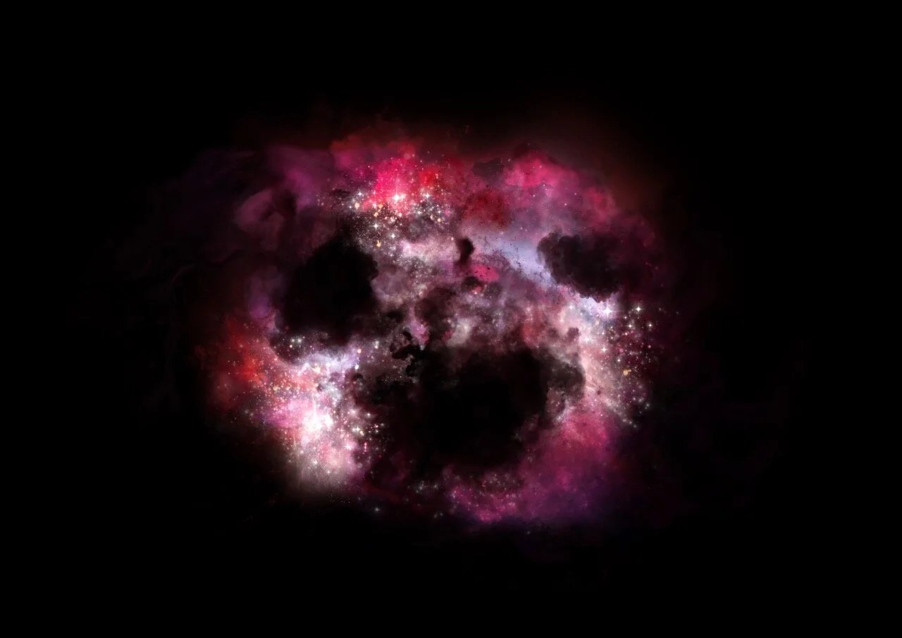 Artist's impression of a massive galaxy in the early universe